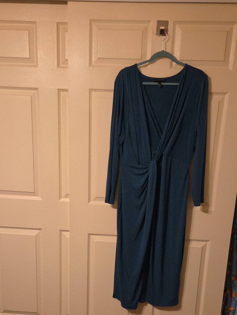 Lane Bryant Teal Knot-Front Long Sleeve Dress